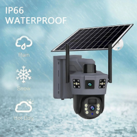 Уличная поворотная 4G-камера видеонаблюдения с солнечной панелью, 3 линзы SD 35-4G