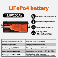 Аккумулятор LiFePO4 Werchtay, 12.8V, 200Ah, 2560Wh