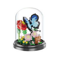 Конструктор «Цветы с голубой бабочкой», под куполом, 263 детали, P2344