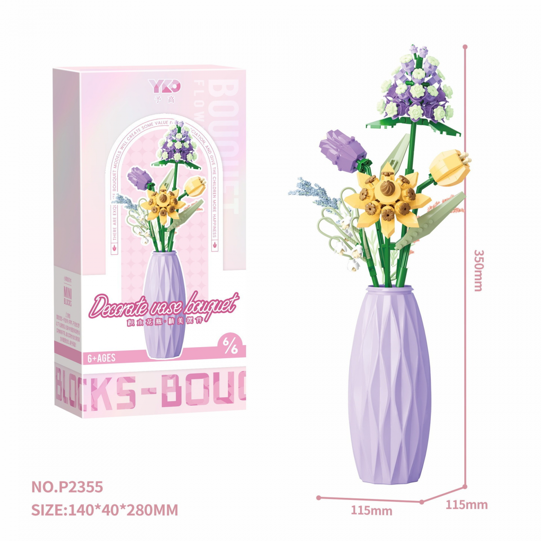 Конструктор «Цветы в фиолетовой вазе», 290 деталей, P2355 Конструктор «Цветы в фиолетовой вазе», 290 деталей, P2355
