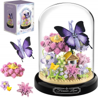 Конструктор «Фиолетовая бабочка на цветке», под куполом, 582 детали, P2281