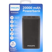Повербанк Philips, 20000 мА·ч, PD 20 W, USB-A, USB-C, micro USB