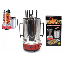 Электрошашлычница вертикальная Domotec BBQ MS‑7783, 1000 Вт, 6 шампуров, красная