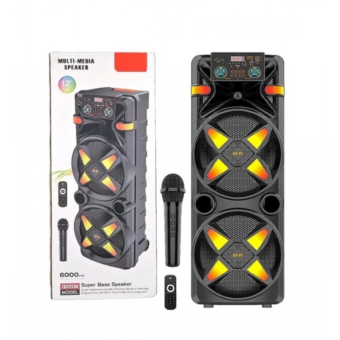 Колонка акустическая ZQS12205, 2×40 Вт, 12"*2, с микрофоном Колонка акустическая ZQS12205, 2×40 Вт, 12"*2, с микрофоном