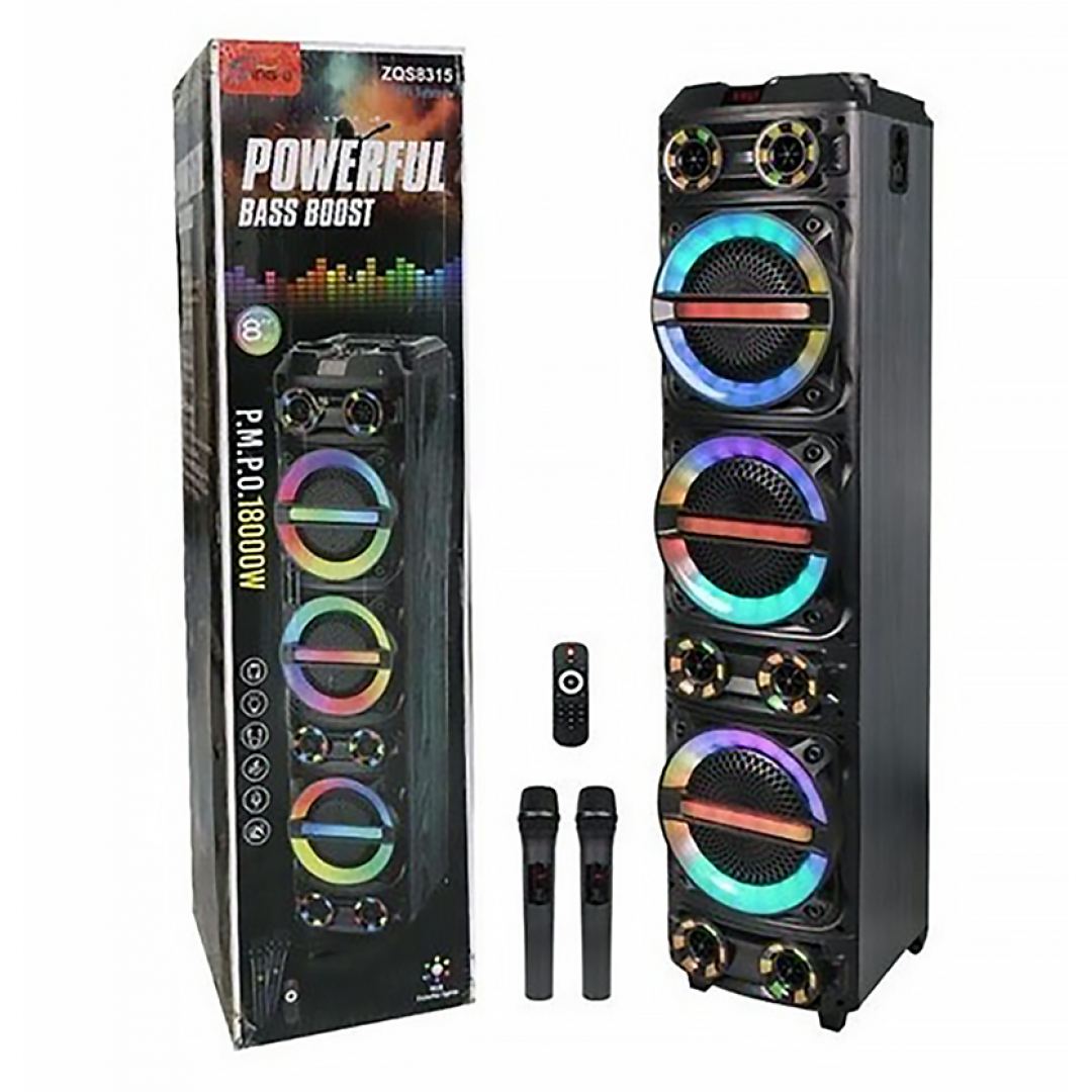 Колонка акустическая ZQS8315, 3×40 Вт, с 2 беспроводными микрофонами Колонка акустическая ZQS8315, 3×40 Вт, с 2 беспроводными микрофонами