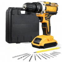 Шуруповерт аккумуляторный D-1, 24V, 2 аккумулятора, с набором инструментов, желтый