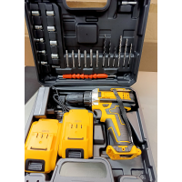 Шуруповерт аккумуляторный D-1, 24V, 2 аккумулятора, с набором инструментов, желтый