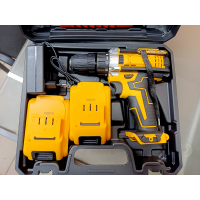 Шуруповерт аккумуляторный D-1, 24V, 2 аккумулятора, с набором инструментов, желтый