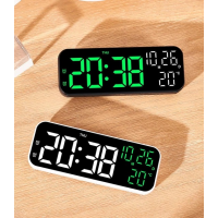 Часы настольные зеркальные YX-2802, с белой и зелёной подсветкой, температурой и будильником