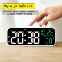 Часы настольные зеркальные YX-2802, с белой и зелёной подсветкой, температурой и будильником