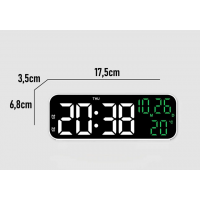 Часы настольные зеркальные YX-2802, с белой и зелёной подсветкой, температурой и будильником