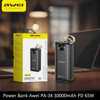 Моб. зарядка Power Bank Awei PA-34, 30000 mAh, PD 65 W