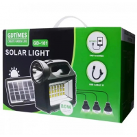 Портативная станция для зарядки GD 101, с солнечной панелью и 3 LED лампами