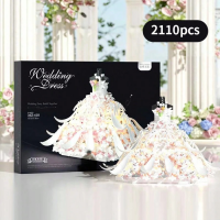 Конструктор «Белое свадебное платье» MZ-418, 2110 деталей, с пылезащитным куполом