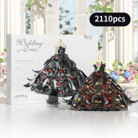 Конструктор «Черное вечернее платье» MZ-419, 2110 деталей, с пылезащитным куполом