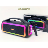 Портативная Bluetooth колонка MS-3644BT-W с беспроводным микрофоном, RGB-подсветка, USB, SD, FM, AUX, 20 Вт