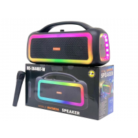 Портативная Bluetooth колонка MS-3644BT-W с беспроводным микрофоном, RGB-подсветка, USB, SD, FM, AUX, 20 Вт