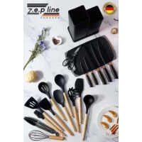 Набор кухонных принадлежностей Kitchenware Set 19 в 1 с ножами, ножницами и доской на подставке