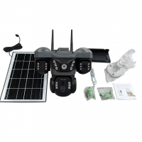 Камера видеонаблюдения на 3 линзы, 4G, с солнечной панелью, поворотная, до 5 Мп Камера видеонаблюдения на 3 линзы, 4G, с солнечной панелью, поворотная, до 5 Мп