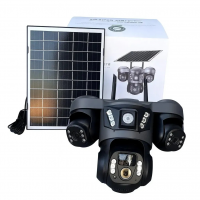 Камера видеонаблюдения на 3 линзы, 4G, с солнечной панелью, поворотная, до 5 Мп Камера видеонаблюдения на 3 линзы, 4G, с солнечной панелью, поворотная, до 5 Мп