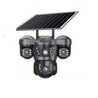 Камера видеонаблюдения на 3 линзы, 4G, с солнечной панелью, поворотная, до 5 Мп