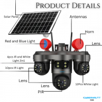 Камера видеонаблюдения VN 404 4G 3 объектива, с солнечной панелью, сигнализация, V380 Камера видеонаблюдения VN 404 4G 3 объектива, с солнечной панелью, сигнализация, V380