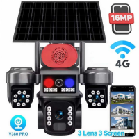 Камера видеонаблюдения HI S9 4G с тремя объективами, 16 МП, с солнечной панелью, сигнализация, поддержка HIEASY Камера видеонаблюдения HI S9 4G с тремя объективами, 16 МП, с солнечной панелью, сигнализация, поддержка HIEASY