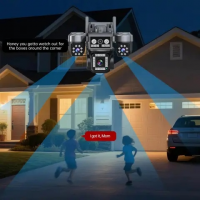 Камера видеонаблюдения HI S9 4G с тремя объективами, 16 МП, с солнечной панелью, сигнализация, поддержка HIEASY Камера видеонаблюдения HI S9 4G с тремя объективами, 16 МП, с солнечной панелью, сигнализация, поддержка HIEASY