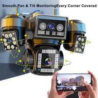 Камера видеонаблюдения HI S9 4G с тремя объективами, 16 МП, с солнечной панелью, сигнализация, поддержка HIEASY Камера видеонаблюдения HI S9 4G с тремя объективами, 16 МП, с солнечной панелью, сигнализация, поддержка HIEASY