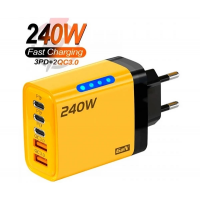 Сетевое зарядное устройство 240W, 2×USB + 3×Type-C, PD