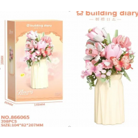 Конструктор «Бабочки в цветах», 866065, бежевая ваза, 398 деталей