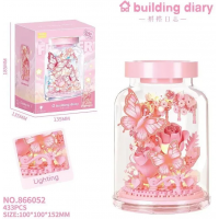 Конструктор «Розовые бабочки и цветы», 866052, с подсветкой, 433 детали