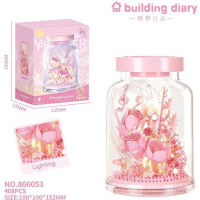 Конструктор «Розовые цветы и гитара», 866053, с подсветкой, 408 деталей