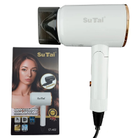 Фен для укладки волос Sutai ST-402, складной, 2000 Вт, 2 скорости, с насадкой Фен для укладки волос Sutai ST-402, складной, 2000 Вт, 2 скорости, с насадкой