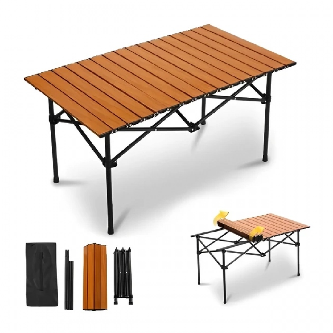 Складной стол туристический 95*55см, алюминий/сталь, коричневый, в чехле Складной стол туристический 95*55см, алюминий/сталь, коричневый, в чехле