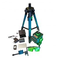 Лазерный уровень с штативом 16 линий, 360°, зелёный луч, с комплектом