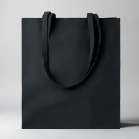 Чёрный шоппер 25-144 (26-61) на молнии с карманом без рисунка 40х34см