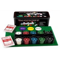 Покерный набор Texas Hold'em, 200 фишек, с сукном и металлическим кейсом