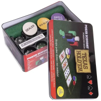 Покерный набор Texas Hold'em, 200 фишек, с сукном и металлическим кейсом