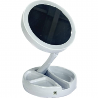 Зеркало косметическое LED Mirror Light XJ-988, двойное, с подсветкой, складное, USB/батарейки