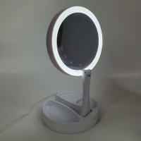 Зеркало косметическое LED Mirror Light XJ-988, двойное, с подсветкой, складное, USB/батарейки