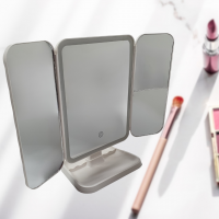 Зеркало тройное настольное XR-3300, аккумуляторное, с LED-подсветкой, 3 режима, сенсорное управление