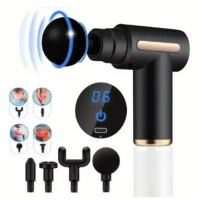 Массажёр ручной аккумуляторный Massage Gun, 6 скоростей, 4 насадки