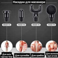 Массажёр ручной аккумуляторный Fascial Gun KH-320, 7 скоростей, 4 насадки