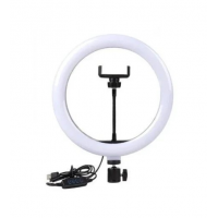 Кольцевая лампа JY-1870, 10" (26 см), LED, 3 режима света, USB, крепление для штатива и телефона