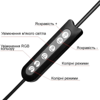 Кольцевая лампа MJ-36 RGB, 14" (36 см), мульти-режимная подсветка, USB