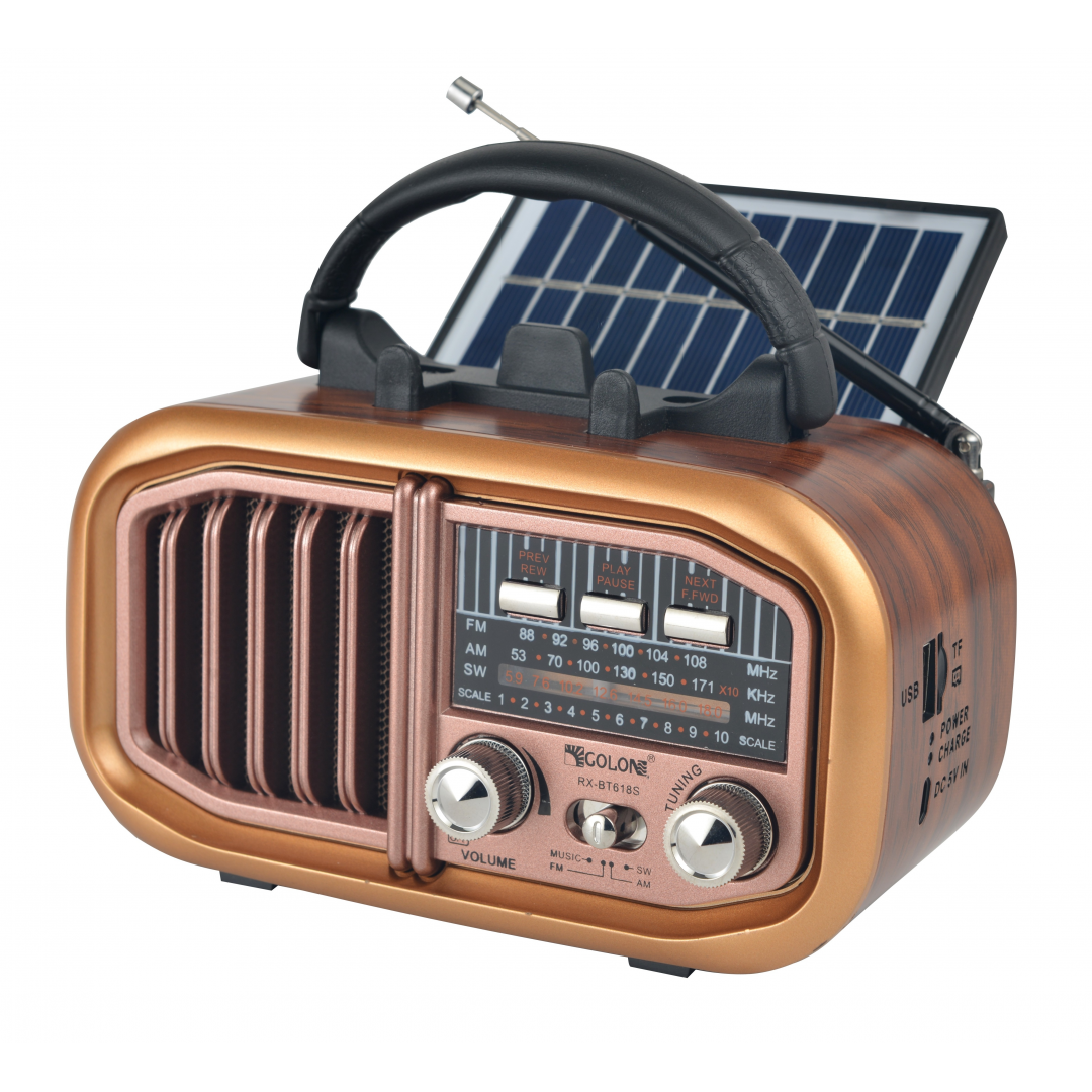 Радиоприёмник GOLON RX-BT618S, Bluetooth, USB, SD, солнечная панель Радиоприёмник GOLON RX-BT618S, Bluetooth, USB, SD, солнечная панель