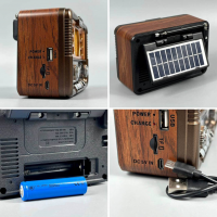 Радиоприёмник GOLON RX-BT6061S, Bluetooth, USB, SD, солнечная панель