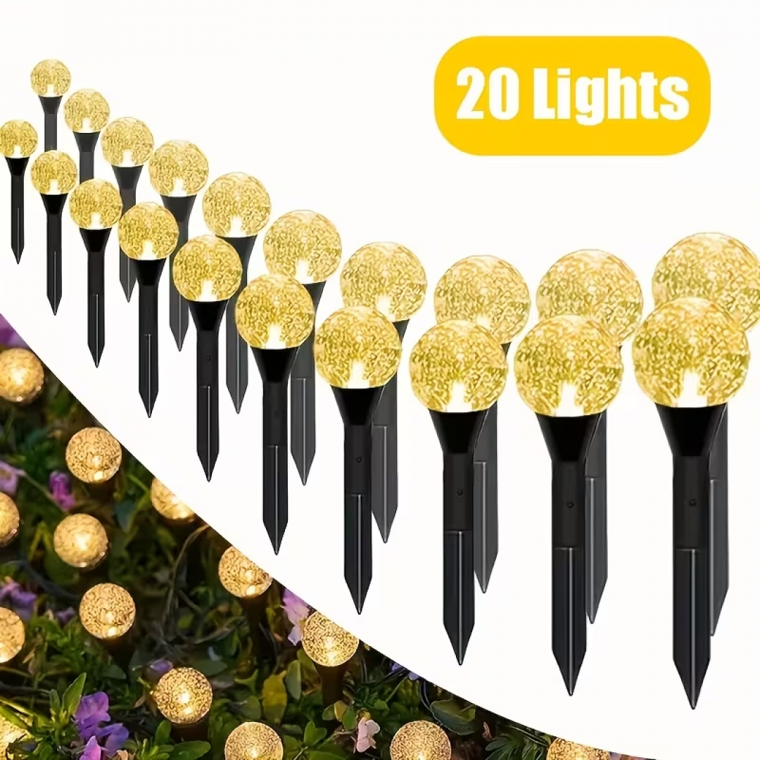 Садовый светильник Garden Light, шарообразный с пузырьками, на солнечной батарее, 20 шт(1уп) Садовый светильник Garden Light, шарообразный с пузырьками, на солнечной батарее, 20 шт(1уп)