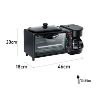 Многофункциональная кухонная машина Domotec MS-5308B, 3 в 1, электрическая печь, гриль и кофеварка